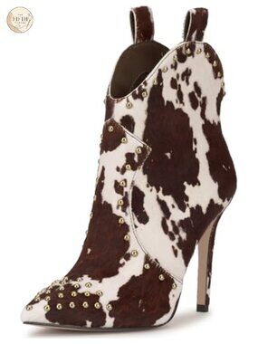 Pointed Toe Stiletto Heel Ankle Booties Leather 4" Heel Boots